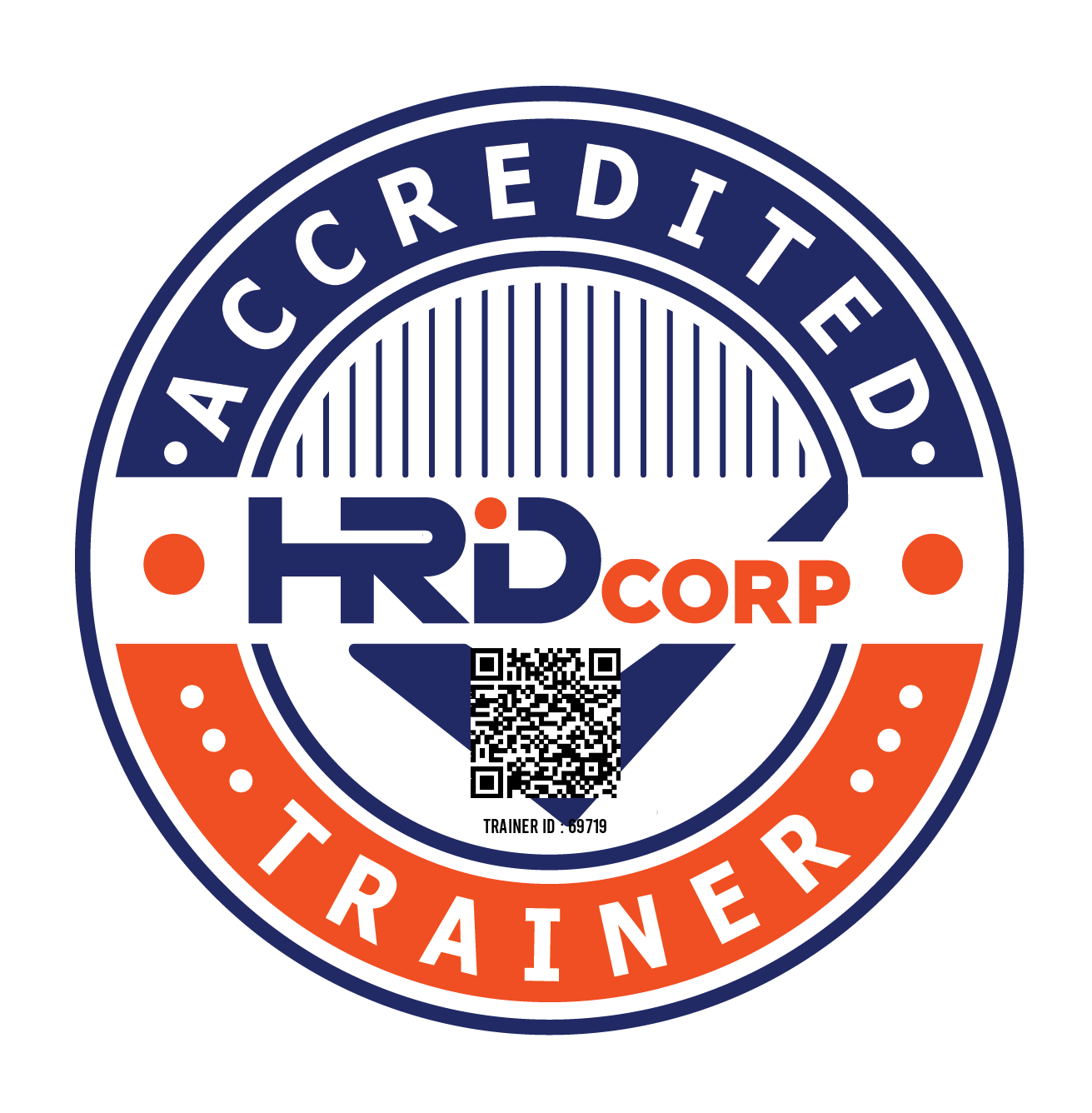 HRD Corp Accredited Trainer badge, trainer ID 69719